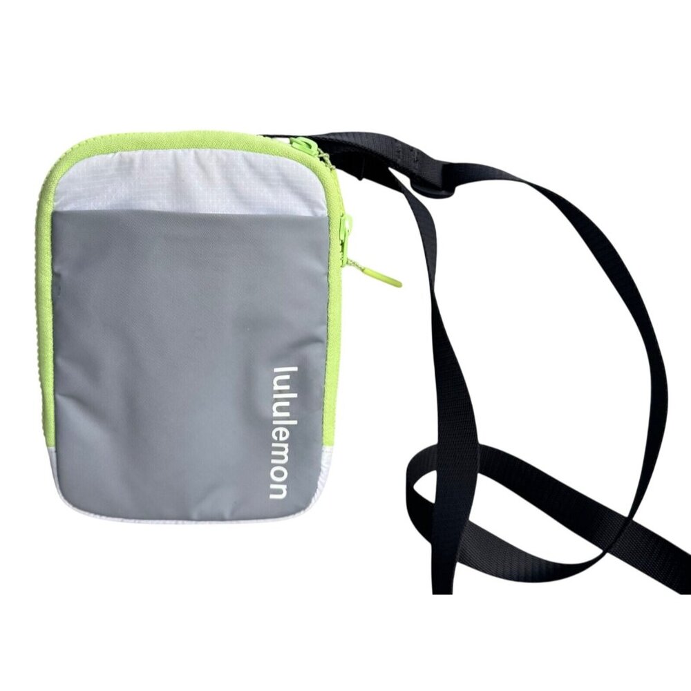 Lululemon Easy Access Crossbody Bag ColorBlock Gray Green Stained Purse Phone